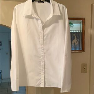 Classic White Plus Size 4X Women’s Button Down Long Sleeve Shirt